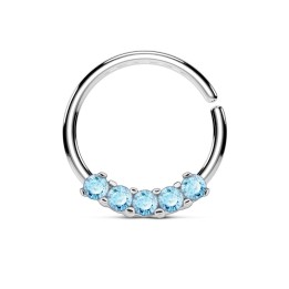 Piercing septum pliable cinq gemmes turquoise