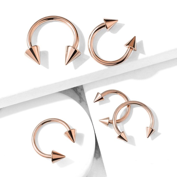 Piercing fer à cheval Or Rose spikes