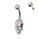 Piercing nombril multicolore cluster strass