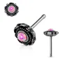 Piercing nez tige droite motif floral opale rose Piercing nez tige droite motif floral opale rose