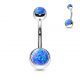 Piercing nombril acier double opale bleu