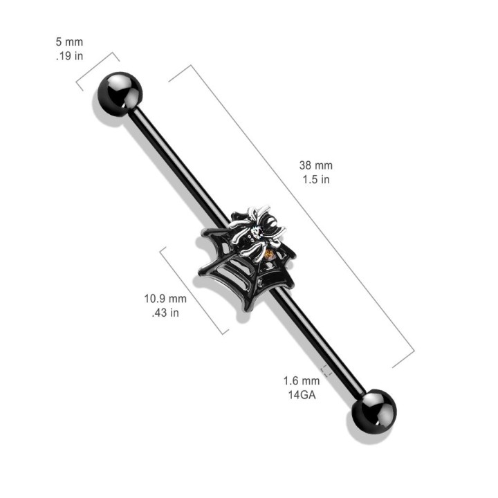 Piercing industriel oreille toile araignée