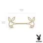 Piercing téton Playboy en acier doré motif perlé