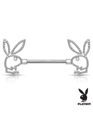 Piercing téton Playboy en acier chirurgical motif perlé