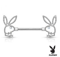 Piercing téton Playboy en acier chirurgical motif perlé