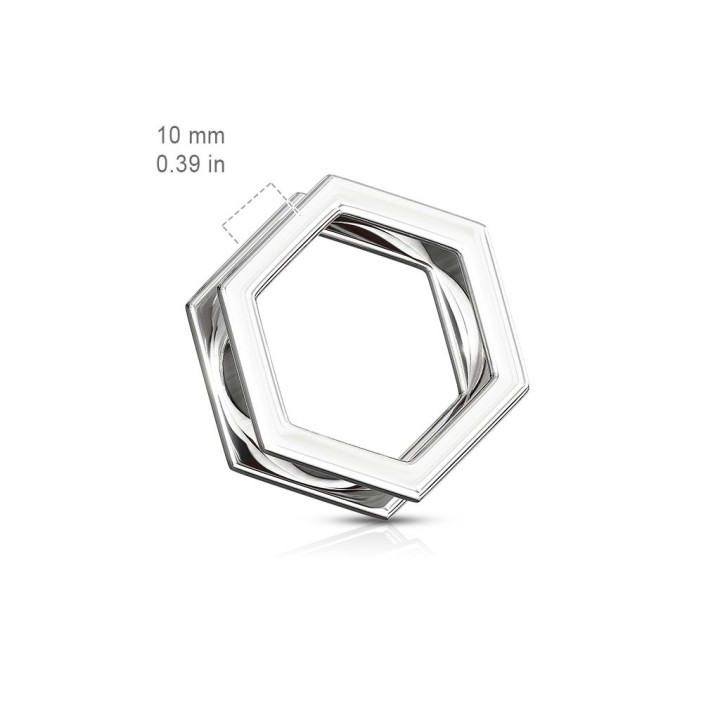 Piercing tunnel oreille hexagonal acier chirurgical
