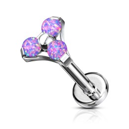 Piercing labret oreille triangle opalite violet