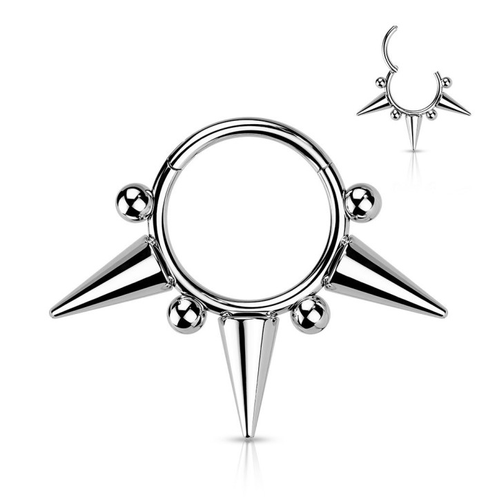Piercing anneau segment acier chirurgical spikes et boules