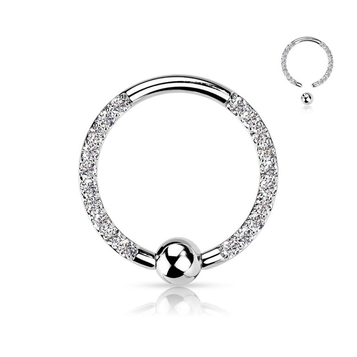 Piercing anneau CBR titane strass blancs