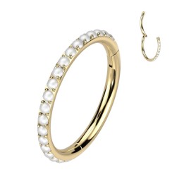 Piercing anneau segment titane doré pavé de perles