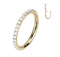 Piercing anneau segment titane doré pavé de perles