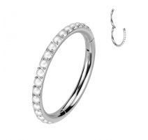 Piercing anneau segment titane pavé de perles