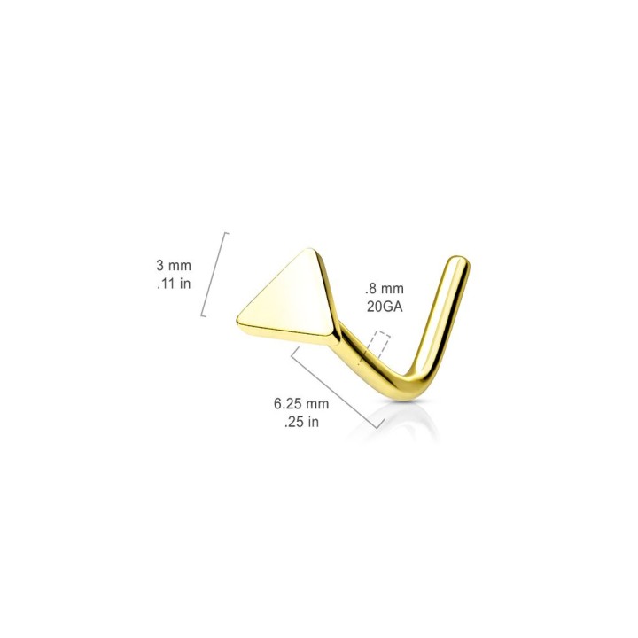 Piercing nez tige en L acier doré triangle