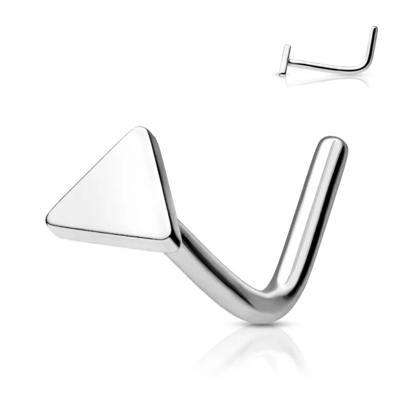 Piercing nez tige en L acier argenté triangle Piercing nez tige en L acier argenté triangle