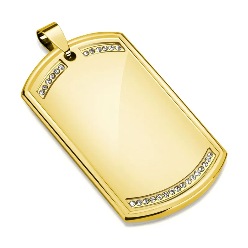 Pendentif homme plaque militaire dorée strass Pendentif homme plaque militaire dorée strass