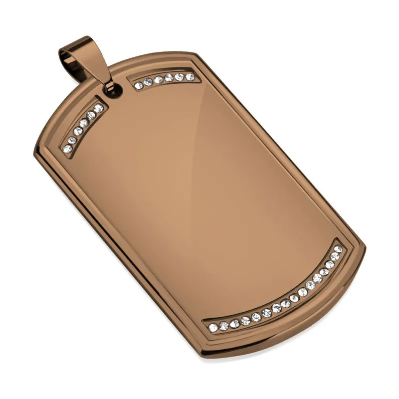 Pendentif homme plaque militaire bronze strass Pendentif homme plaque militaire bronze strass