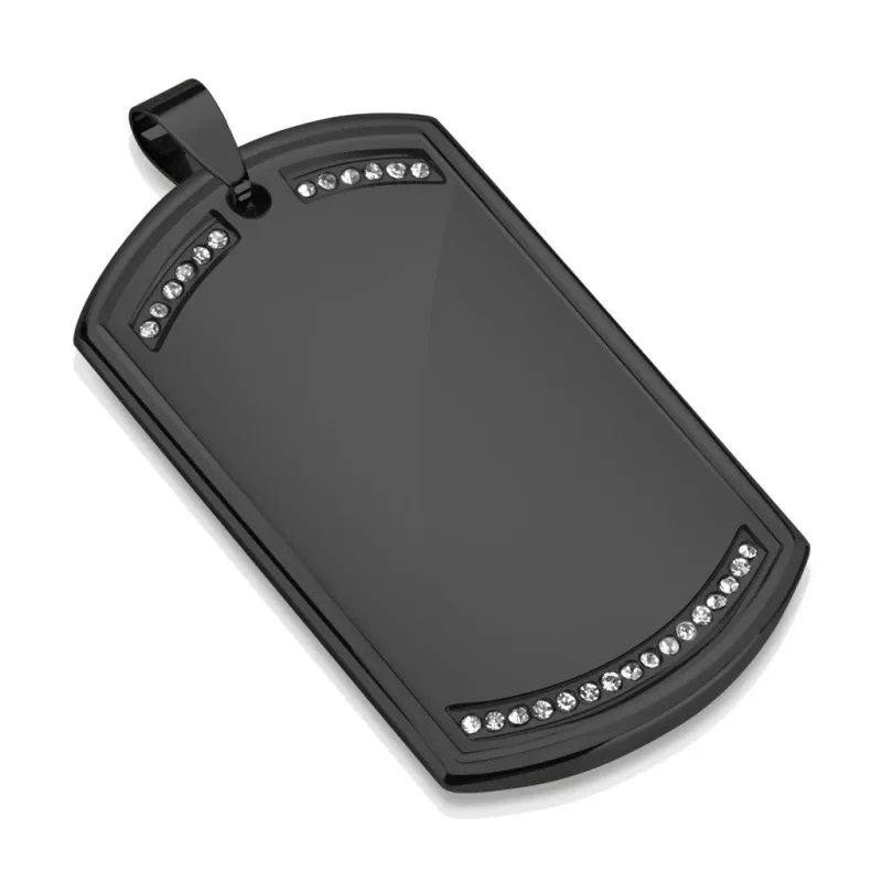 Pendentif homme plaque militaire noir strass Pendentif homme plaque militaire noir strass