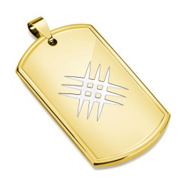 Pendentif homme plaque militaire doré motif croisé