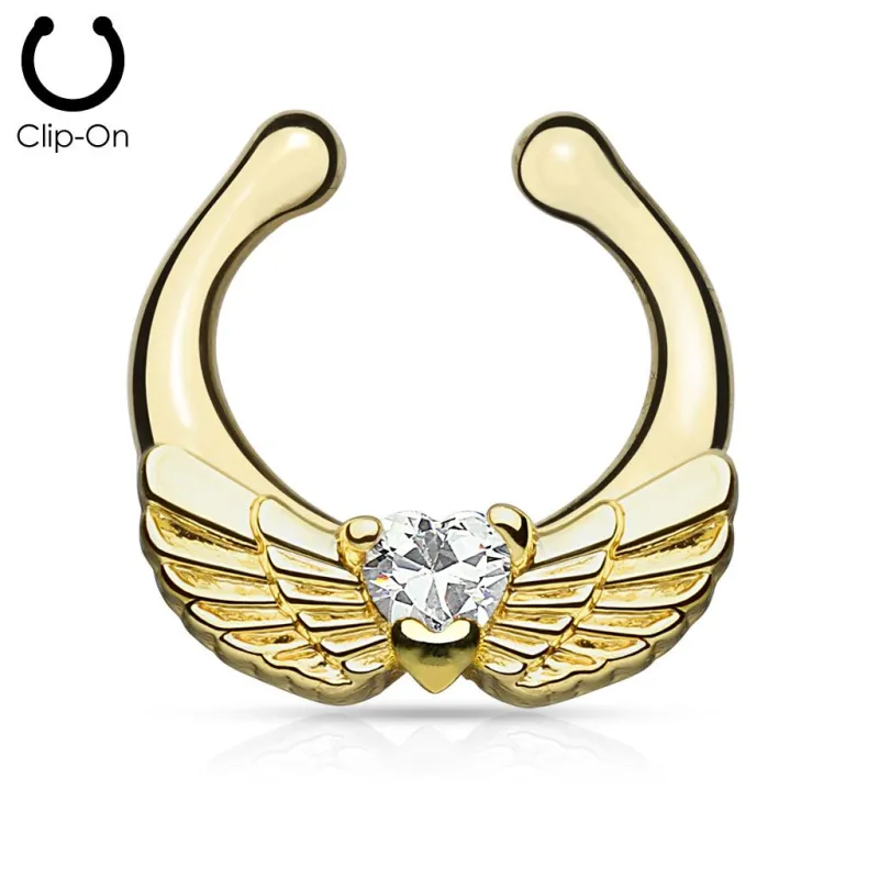 Faux piercing septum ailes d'ange doré Faux piercing septum ailes d'ange doré