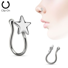 Faux piercing de nez clipsable étoile hématite