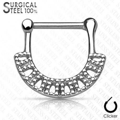 Piercing septum clipsable en acier chirurgical éventail rectangulaire