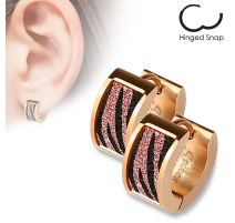 Paire boucles d'oreilles anneaux rosés sable rose zèbre