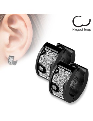 Paire boucles d'oreilles anneaux sable noir léopard