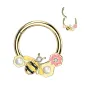 Piercing oreille anneau segment acier chirurgical doré abeille avec fleur Piercing oreille anneau segment acier chirurgical doré abeille avec fleur