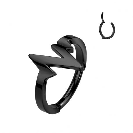 Piercing anneau segment acier chirurgical noir heartbeat
