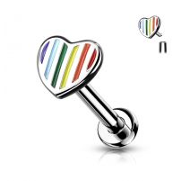 Piercing labret oreille coeur rainbow pride