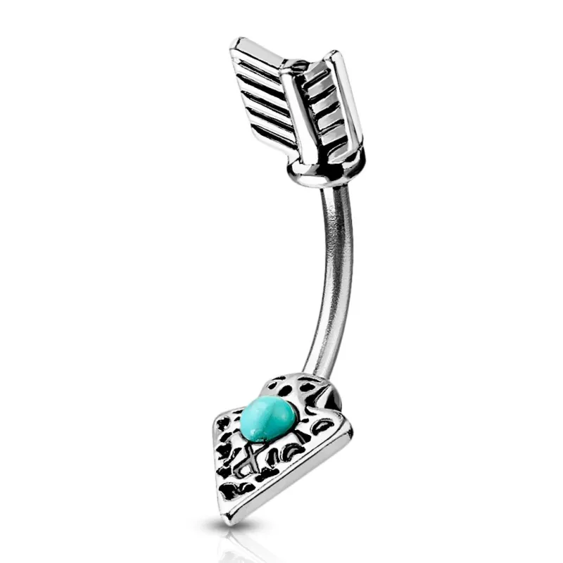 Piercing nombril flèche tribale turquoise Piercing nombril flèche tribale turquoise