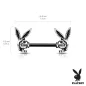 Piercing téton Playboy en acier skulls noir