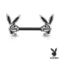 Piercing téton Playboy en acier skulls noir