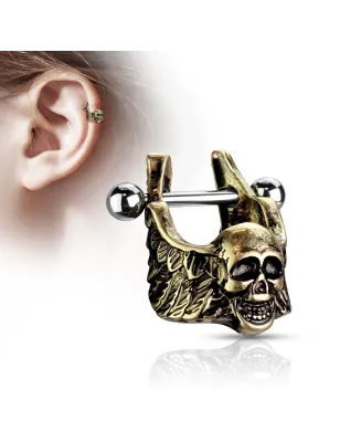 Piercing oreille hélix manchette crâne ailé