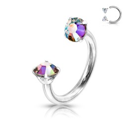 Piercing fer à cheval zirconium aurore boréale