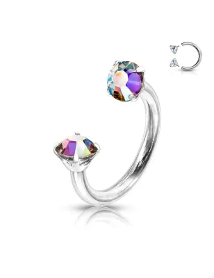 Piercing fer à cheval zirconium aurore boréale