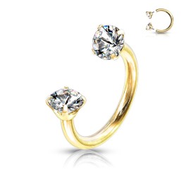 Piercing fer à cheval doré zirconium blanc