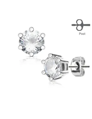 Paire Boucles d'oreille acier zirconium blanc