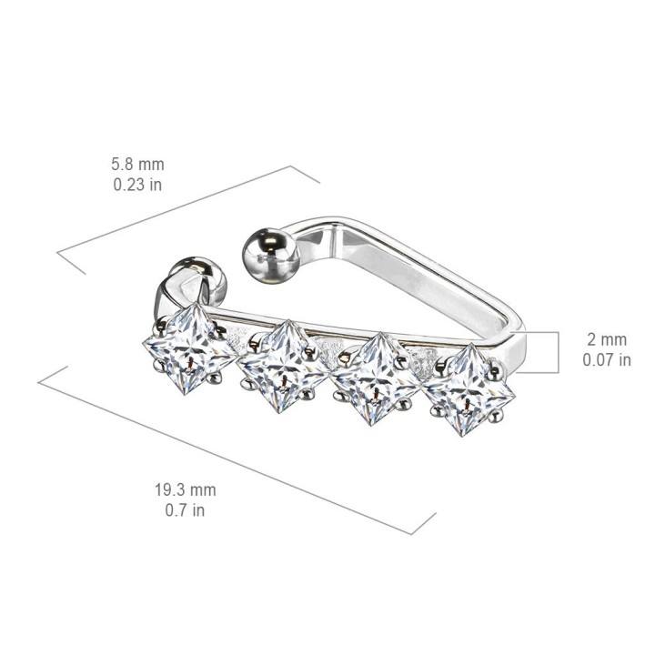Faux piercing oreille manchette triangulaire