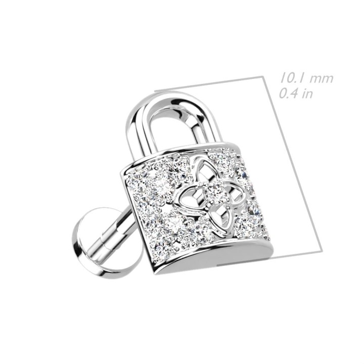 Piercing oreille labret cadenas pavé