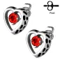 Paire Boucles d'oreille clous coeur creux strass rouge Paire Boucles d'oreille clous coeur creux strass rouge