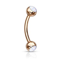 Piercing Arcade Boule Strass Double Lumineuse - Acier Chirurgical 316L, Tige 1.2x8mm, Boule 4mm, Rose Banane, Livraison Suivie