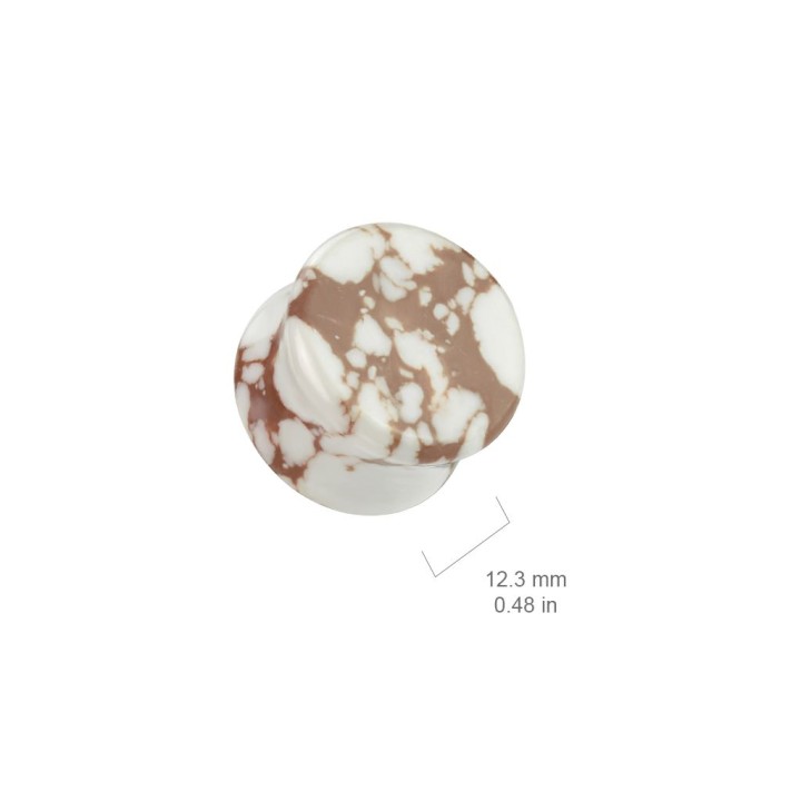 Piercing plug oreille pierre blanche et marron
