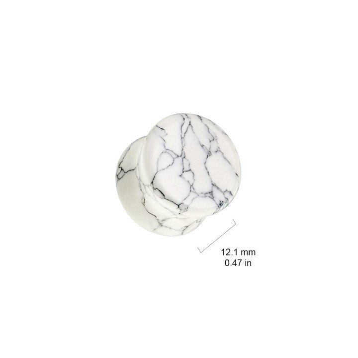 Piercing plug oreille pierre turquoise blanche