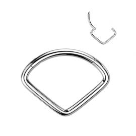 Piercing oreille anneau segment titane argenté chevron