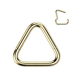 Piercing oreille anneau segment titane doré triangle