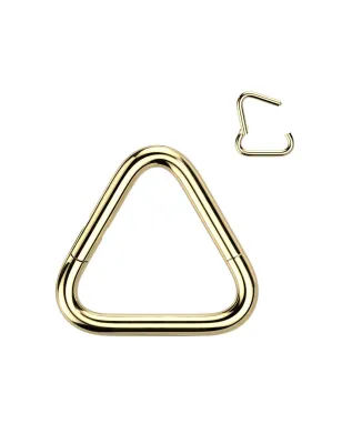 Piercing oreille anneau segment titane doré triangle