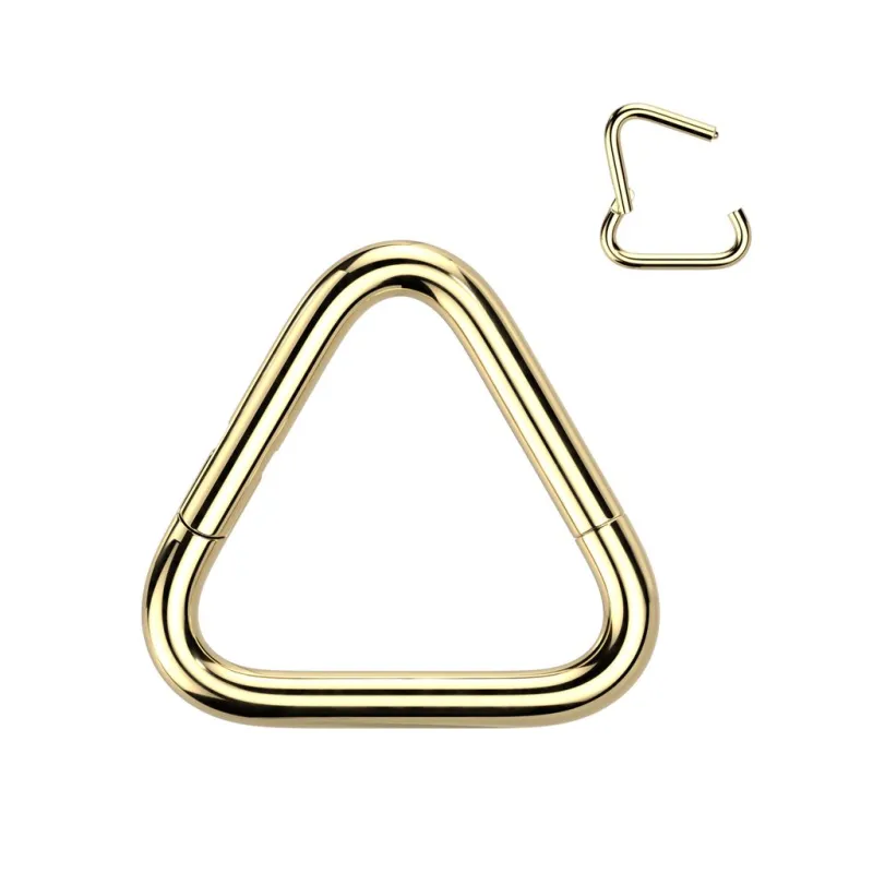 Piercing oreille anneau segment titane doré triangle Piercing oreille anneau segment titane doré triangle