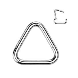 Piercing oreille anneau segment titane argenté triangle