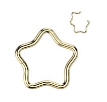 Piercing anneau segment titane doré étoile